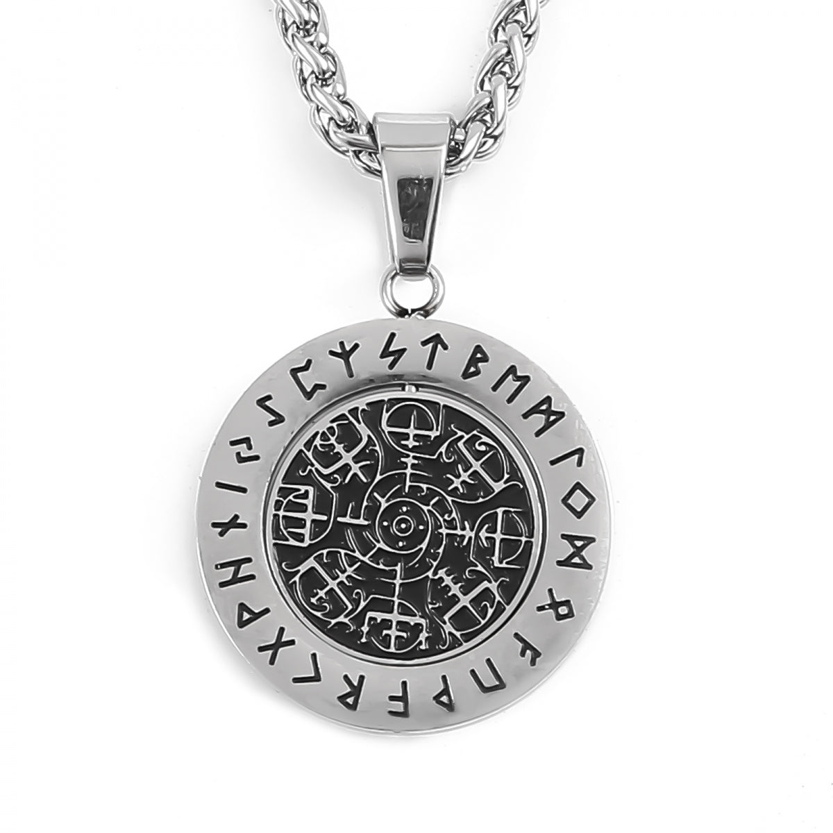 Roterande Vegvisir Halsband Polerat - S