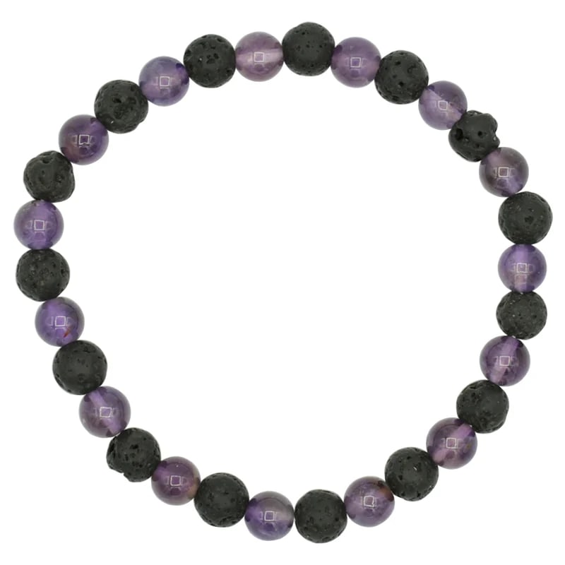 Lava Stone and Amethyst Bracelet – Natural Contrast