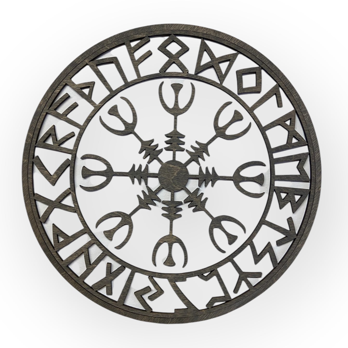 Vikingsköld med runor och Vegvisir