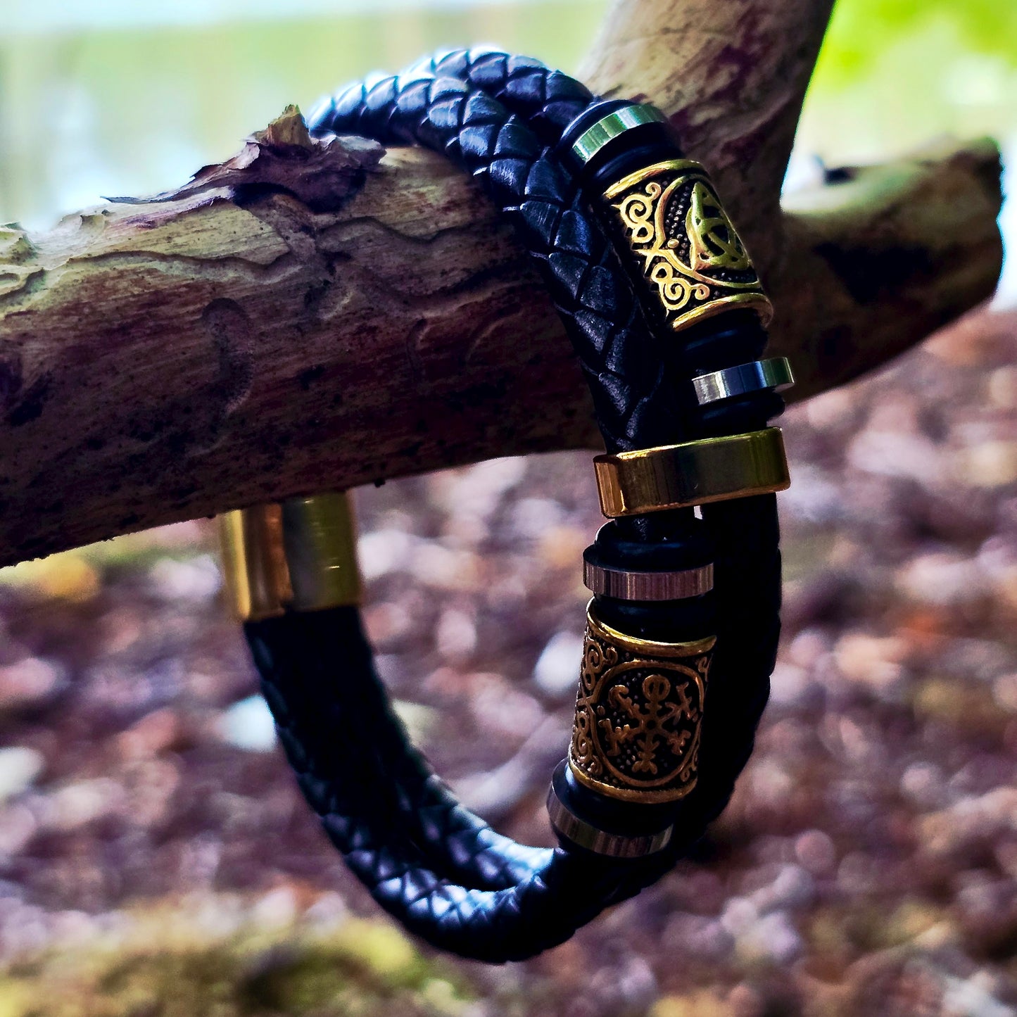 Armband Vegvisir och Valknut Dubbla - Dual Tone