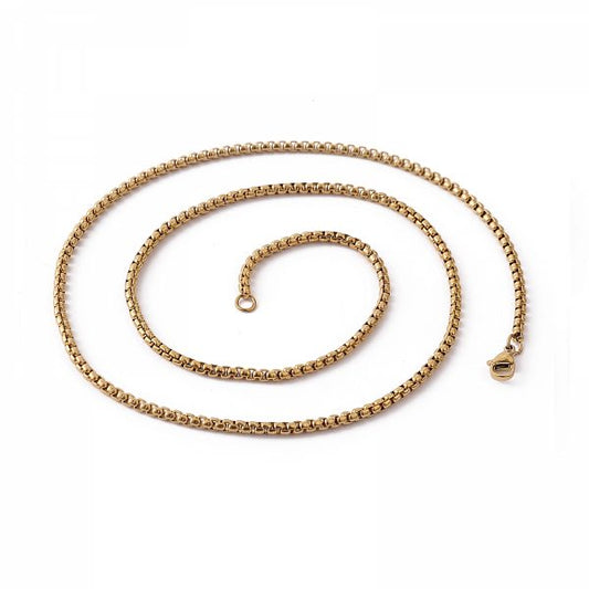 Boxchain 3mm Halsband - Guld