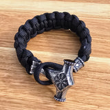 Paracord Armband Mjölnir Galdrastafir - Svart