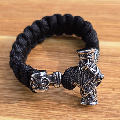 Paracord Armband Mjölnir Asgard-Knut - Silver