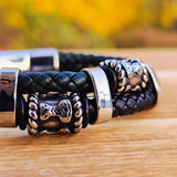 Armband Mjölner Twin Läder - Svart/Grön