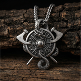 Halsband Viking Vegvísir Protection Amulet - Silver