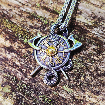 Halsband Viking Vegvísir Skyddsamulett - Dubbelfärgad
