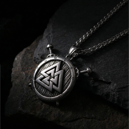 Halsband Valknut Sköld - Silver