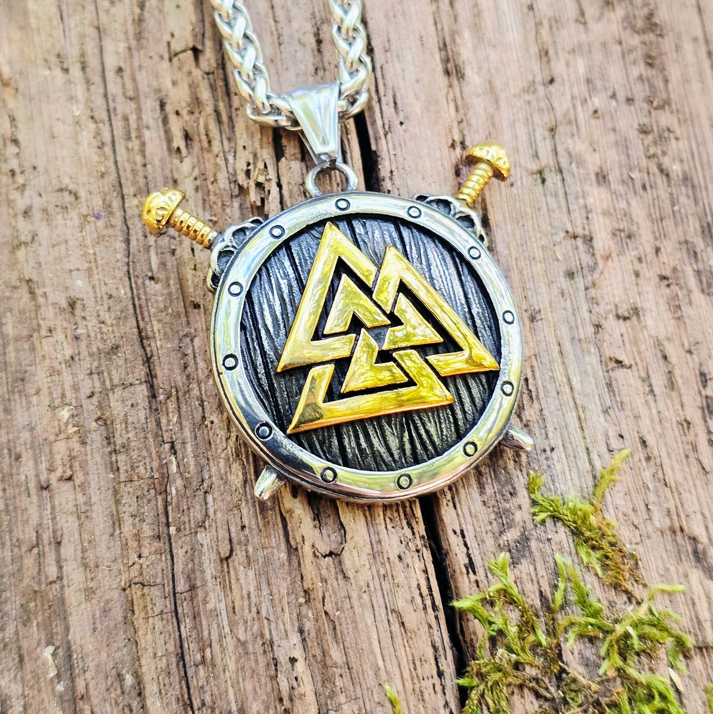 Halsband Valknut Sköld - Dubbelfärgad