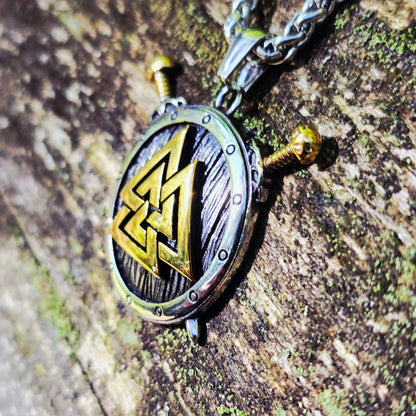 Halsband Valknut Sköld - Dubbelfärgad