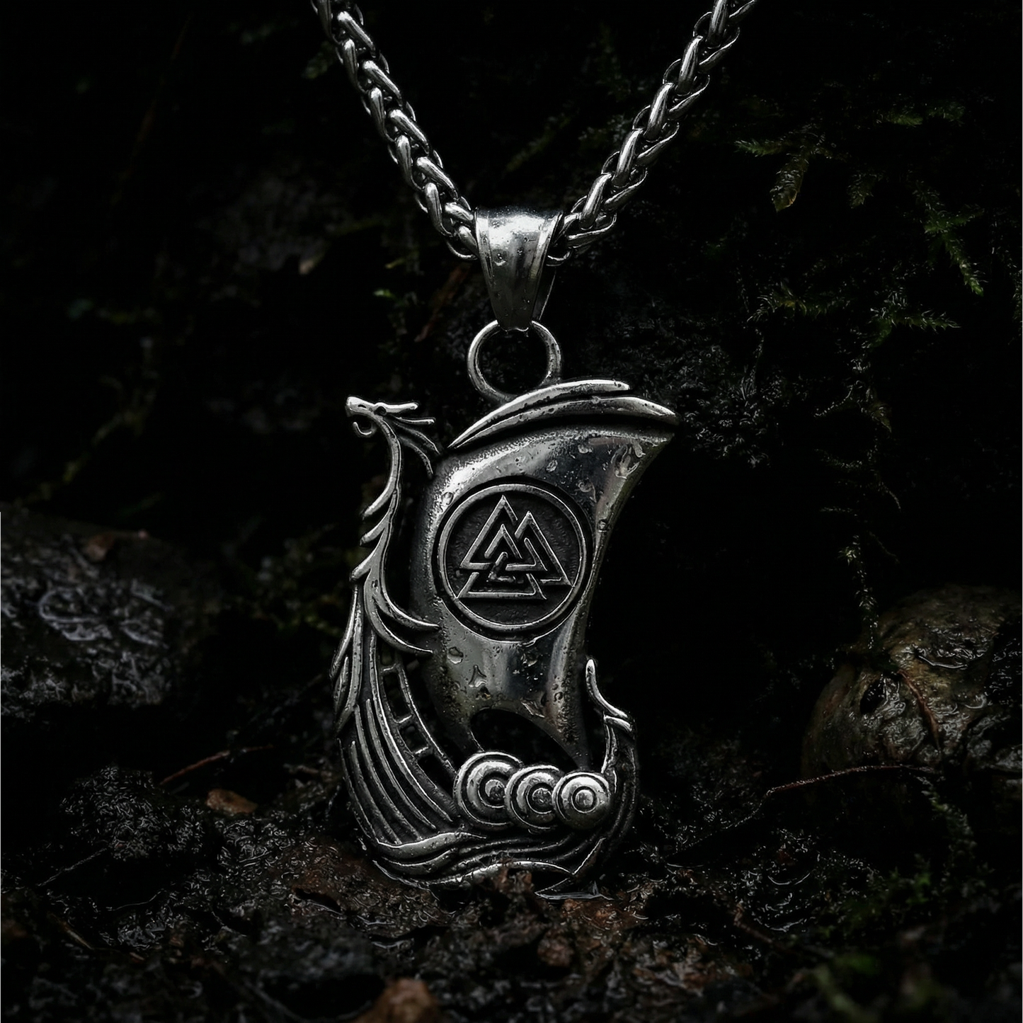 Halskette Drakkar Longship - Silber