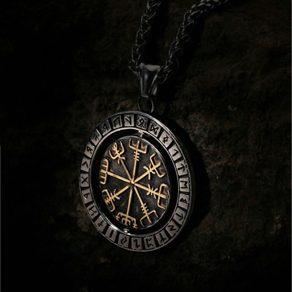 Roterande vikingahalsband "Vegvisir Islandskompass"