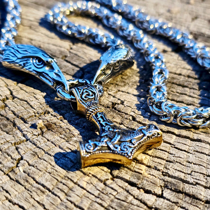 Guardian King Chain Halsband Hugin och Munin - Dubbelfärgad