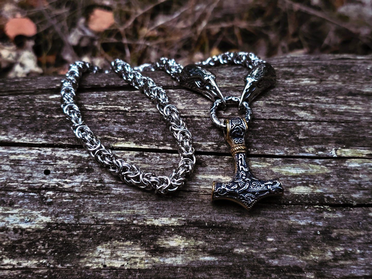 Guardian King Chain Halsband Hugin och Munin - Dubbelfärgad