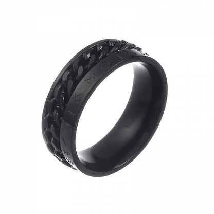 Runic Chainbound Ring Black