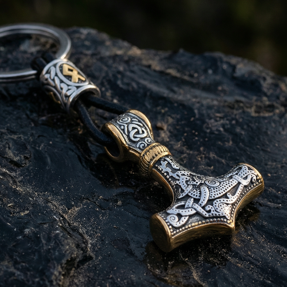 Nyckelring "Mjölnir Asgard Knot" (Dual Tone)