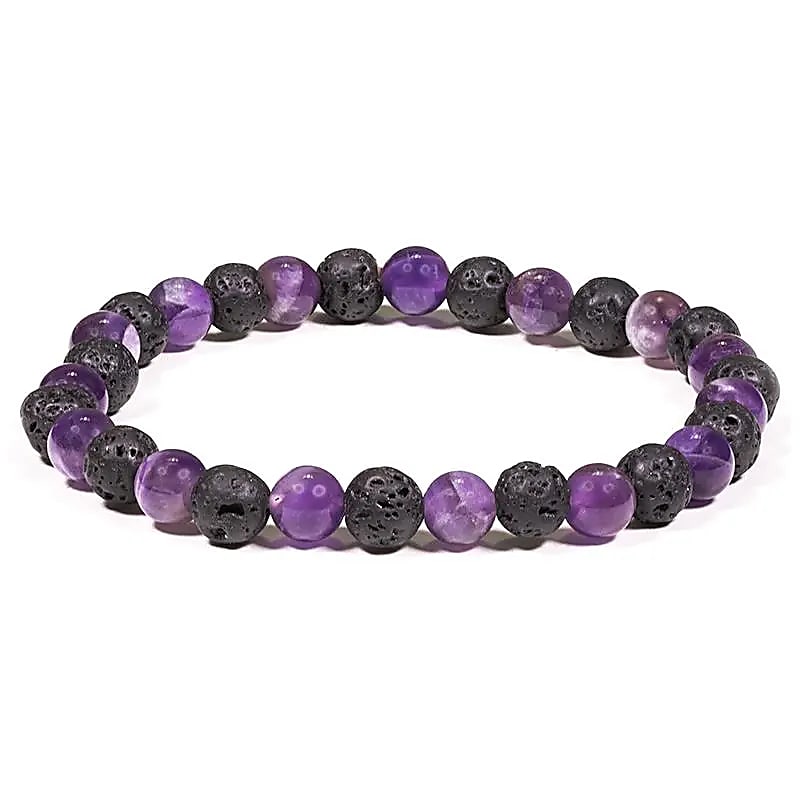 Lava Stone and Amethyst Bracelet – Natural Contrast