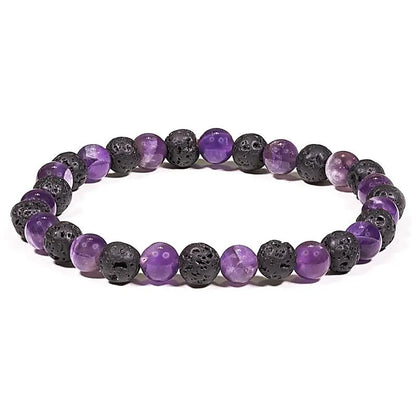 Lava Stone and Amethyst Bracelet – Natural Contrast