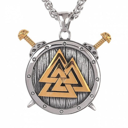 Halsband Valknut Sköld - Dubbelfärgad