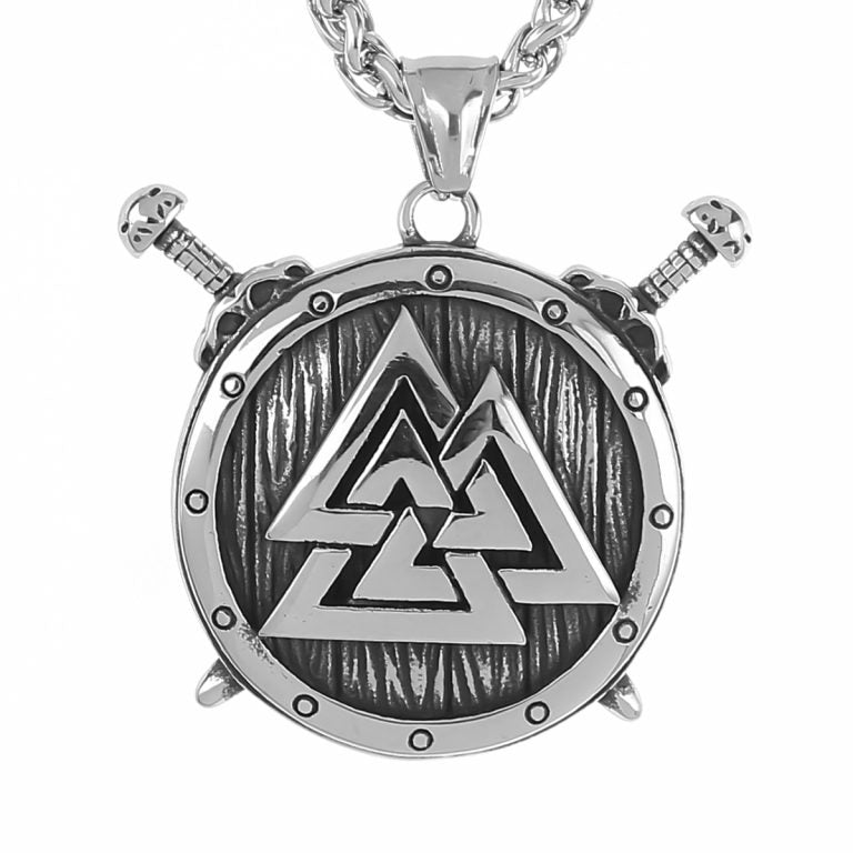 Halsband Valknut Sköld - Silver